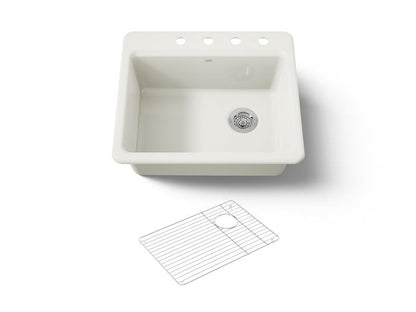 Kohler - Riverby 25 Inch Top-Mount Single-Bowl Kitchen Sink - 4-Hole
