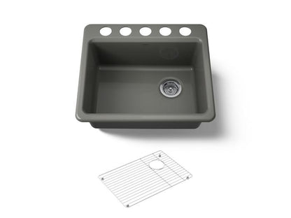 Kohler - Riverby 25 Inch Undermount Single-Bowl Kitchen Sink - 5 Hole
