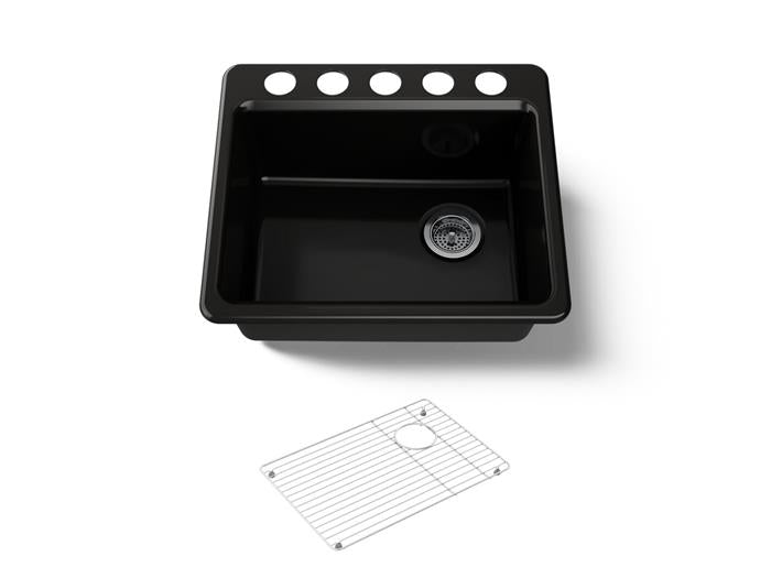 Kohler - Riverby 25 Inch Undermount Single-Bowl Kitchen Sink - 5 Hole
