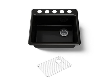 Kohler - Riverby 25 Inch Undermount Single-Bowl Kitchen Sink - 5 Hole
