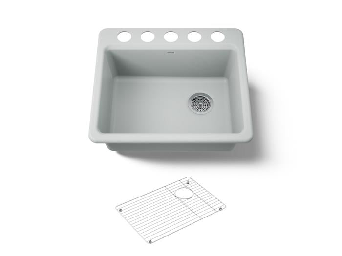 Kohler - Riverby 25 Inch Undermount Single-Bowl Kitchen Sink - 5 Hole
