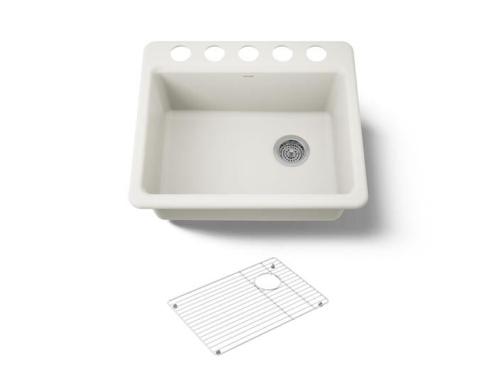 Kohler - Riverby 25 Inch Undermount Single-Bowl Kitchen Sink - 5 Hole