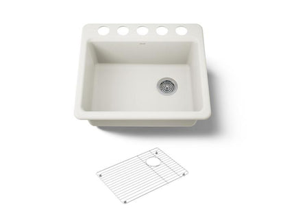 Kohler - Riverby 25 Inch Undermount Single-Bowl Kitchen Sink - 5 Hole