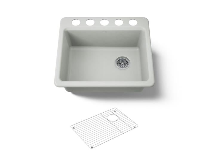 Kohler - Riverby 25 Inch Undermount Single-Bowl Kitchen Sink - 5 Hole