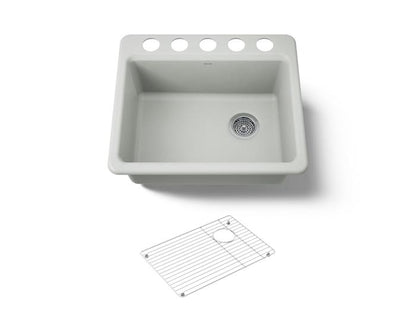 Kohler - Riverby 25 Inch Undermount Single-Bowl Kitchen Sink - 5 Hole