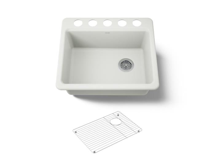 Kohler - Riverby 25 Inch Undermount Single-Bowl Kitchen Sink - 5 Hole