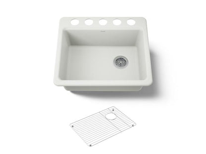 Kohler - Riverby 25 Inch Undermount Single-Bowl Kitchen Sink - 5 Hole