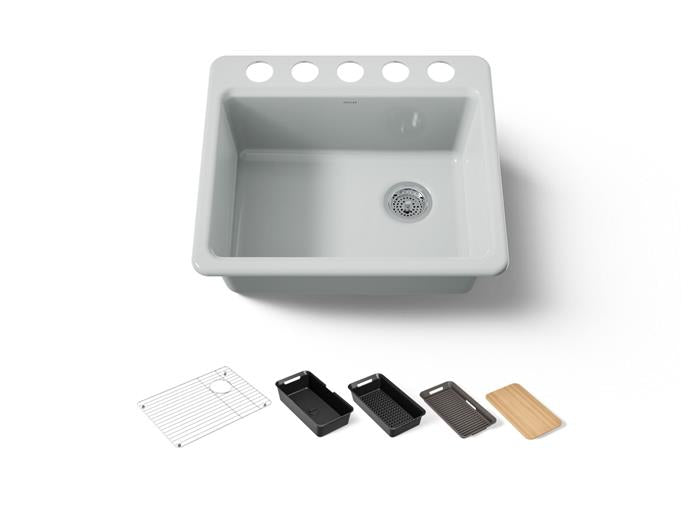 Kohler - Riverby 25 Inch Undermount Single-Bowl Kitchen Sink - 5 Hole