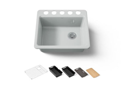 Kohler - Riverby 25 Inch Undermount Single-Bowl Kitchen Sink - 5 Hole