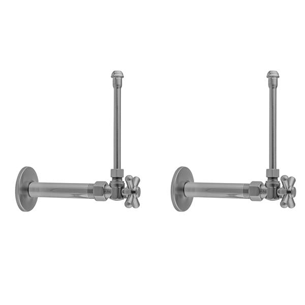 Jaclo - Quarter Turn Angle Pattern 1/2 Inch IPS x 3/8 Inch O.D. Faucet Supply Kit with Standard Cross Handle, 20 Inch Supply Tubes, Escutcheons