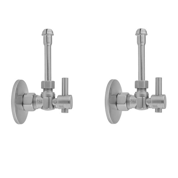 Jaclo - Quarter Turn Angle Pattern 5/8 Inch O.D. Compression (Fits 1/2 Inch Copper) x 3/8 Inch O.D. Faucet Supply Kit with Contempo Lever Handle, 20 Inch Supply Tubes, Escutcheons
