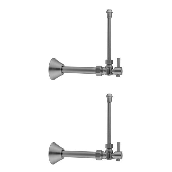Jaclo - Quarter Turn Angle Pattern 5/8 Inch O.D. Compression (Fits 1/2 Inch Copper) x 3/8 Inch O.D. Faucet Supply Kit Contempo Lever, 20 Inch Supply Tubes, Cover Tube, Escutcheons