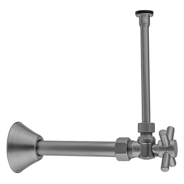 Jaclo - Quarter Turn Angle Pattern 5/8 Inch O.D. Compression (Fits 1/2 Inch Copper) x 3/8 Inch O.D. Toilet Supply Kit Contempo Cross Handle, 20 Inch Supply Tube, Cover Tube, Escutcheon