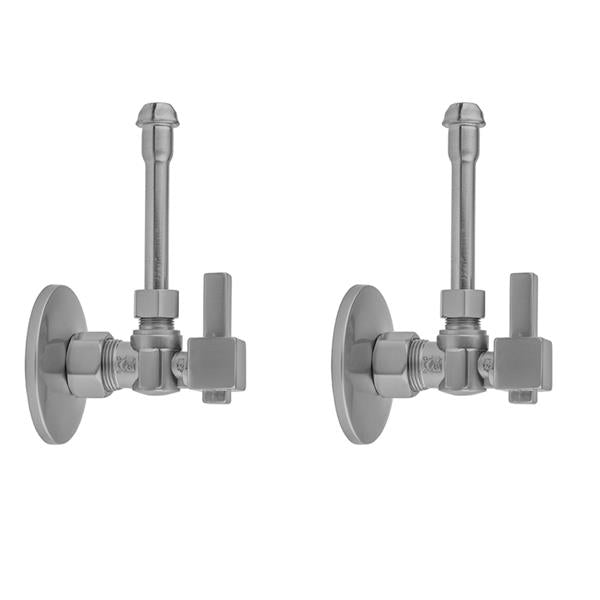 Jaclo - Quarter Turn Angle Pattern 5/8 Inch O.D. Compression (Fits 1/2 Inch Copper) x 3/8 Inch O.D. Faucet Supply Kit with Square Lever Handle, 20 Inch Supply Tubes, Escutcheons