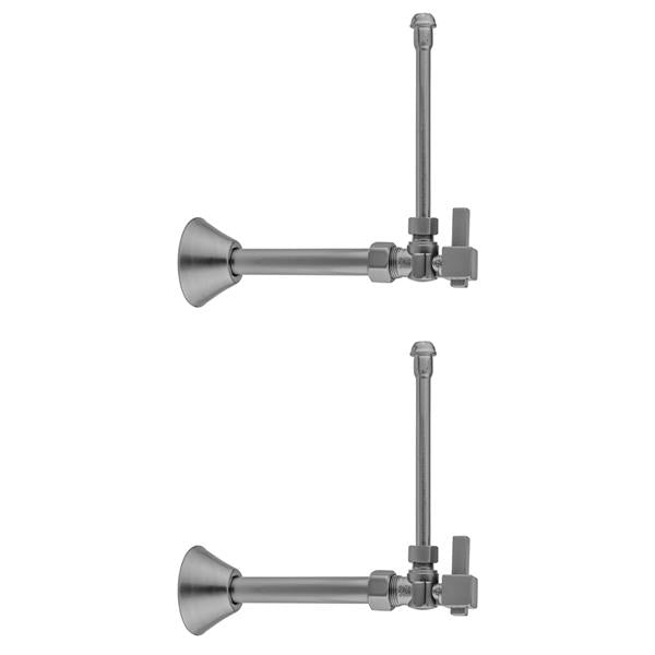 Jaclo - Quarter Turn Angle Pattern 5/8 Inch O.D. Compression (Fits 1/2 Inch Copper) x 3/8 Inch O.D. Faucet Supply Kit Square Lever, 20 Inch Supply Tubes Cover Tubes, Escutcheons
