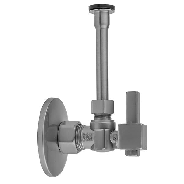 Jaclo - Quarter Turn Angle Pattern 5/8 Inch O.D. Compression (Fits 1/2 Inch Copper) x 3/8 Inch O.D. Toilet Supply Kit Square Lever Handle, 20 Inch Supply Tube, Escutcheon
