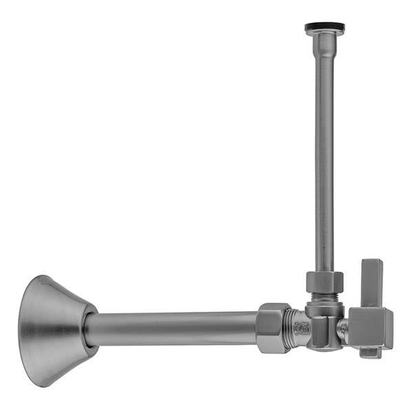 Jaclo - Quarter Turn Angle Pattern 5/8 Inch O.D. Compression (Fits 1/2 Inch Copper) x 3/8 Inch O.D. Toilet Supply Kit Square Lever Handle, 20 Inch Supply Tube Cover Tube, Escutcheon