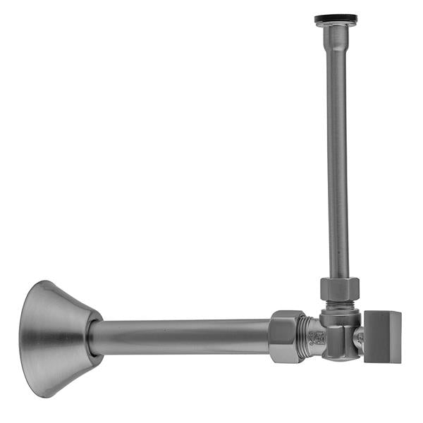 Jaclo - Quarter Turn Angle Pattern 5/8 Inch O.D. Compression (Fits 1/2 Inch Copper) x 3/8 Inch O.D. Toilet Supply Kit  Square Handle, 20 Inch Supply Tube, Cover Tube, Escutcheon