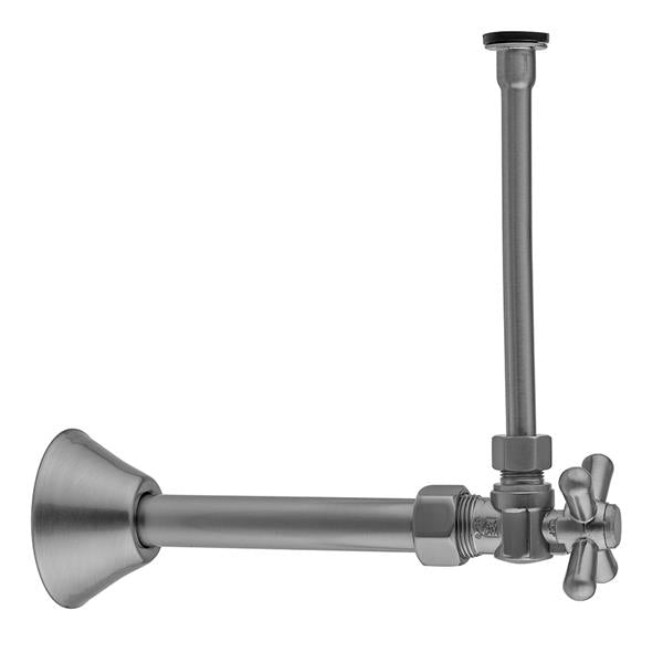 Jaclo - Quarter Turn Angle Pattern 5/8 Inch O.D. Compression (Fits 1/2 Inch Copper) x 3/8 Inch O.D. Toilet Supply Kit Standard Cross Handle, 20 Inch Supply Tube Cover Tube, Escutcheon