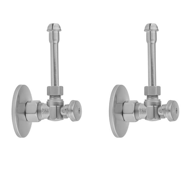 Jaclo - Quarter Turn Angle Pattern 5/8 Inch O.D. Compression (Fits 1/2 Inch Copper) x 3/8 Inch O.D. Faucet Supply Kit with Oval Handle, 20 Inch Supply Tubes, Escutcheons