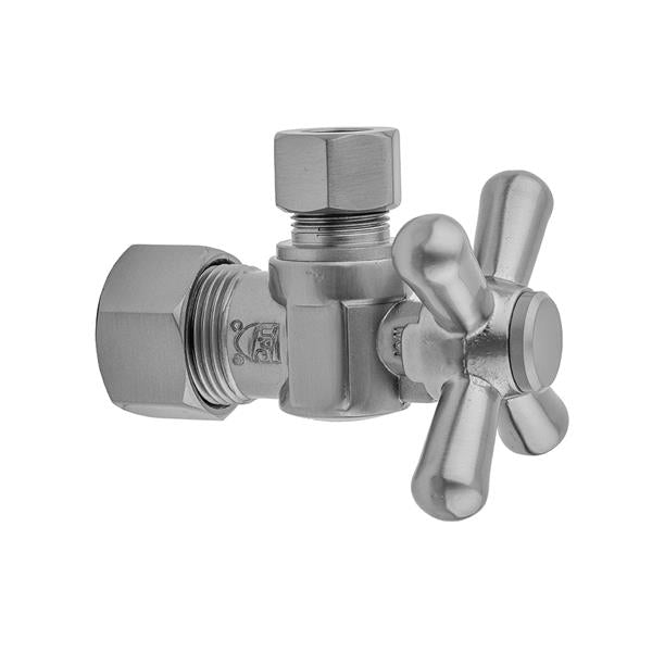 Jaclo - Quarter Turn Angle Pattern 5/8 Inch O.D. Compression (FITS 1/2 Inch Copper) x 3/8 Inch O.D. Supply Valve with Standard Cross Handle