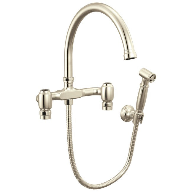 Brizo - Faircroft Wall Mount Bridge Faucet with Arc Spout and Side Sprayer - Less Handles