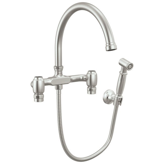 Brizo - Faircroft Wall Mount Bridge Faucet with Arc Spout and Side Sprayer - Less Handles