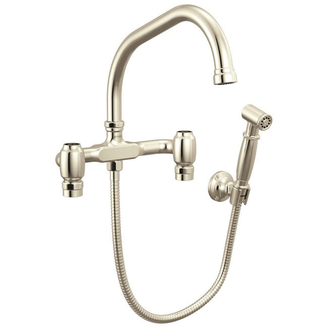 Brizo - Faircroft Wall Mount Bridge Faucet with Angled Spout and Side Sprayer - Less Handles