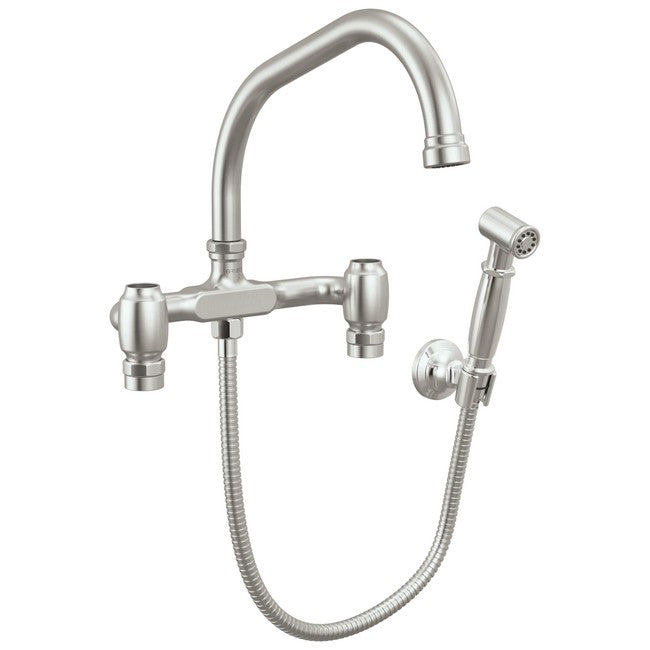 Brizo - Faircroft Wall Mount Bridge Faucet with Angled Spout and Side Sprayer - Less Handles
