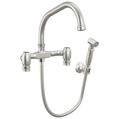 Brizo - Faircroft Wall Mount Bridge Faucet with Angled Spout and Side Sprayer - Less Handles