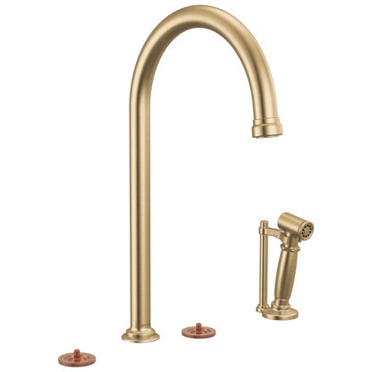 Brizo - Faircroft Widespread Faucet with Arc Spout and Side Sprayer - Less Handles