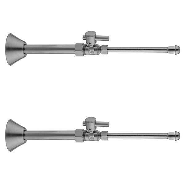 Jaclo - Quarter Turn Straight Pattern 5/8 Inch O.D. Compression (Fits 1/2 Inch Copper) x 3/8 Inch O.D. Faucet Supply Kit Contempo Lever, 20 Inch Supply Tubes, Cover Tubes, Escutcheons