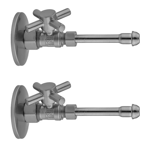 Jaclo - Quarter Turn Straight Pattern 5/8 Inch O.D. Compression (Fits 1/2 Inch Copper) x 3/8 Inch O.D. Faucet Supply Kit with Contempo Cross Handle, 20 Inch Supply Tubes, Escutcheons