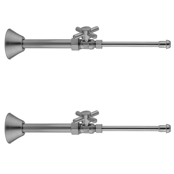 Jaclo - Quarter Turn Straight Pattern 5/8 Inch O.D. Compression (Fits 1/2 Inch Copper) x 3/8 Inch O.D. Faucet Supply Kit Contempo Cross, 20 Inch Supply Tubes, Cover Tubes, Escutcheons