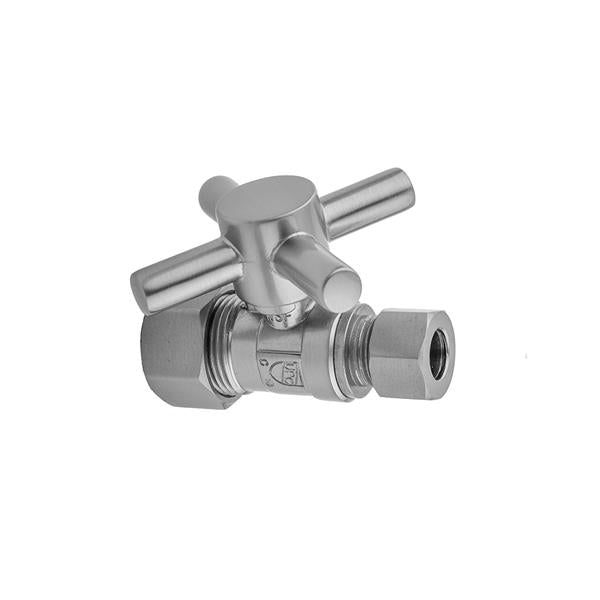 Jaclo - Quarter Turn Straight Pattern 5/8 Inch O.D. Compression (Fits 1/2 Inch Copper) x 3/8 Inch O.D. Supply Valve with Contempo Cross Handle