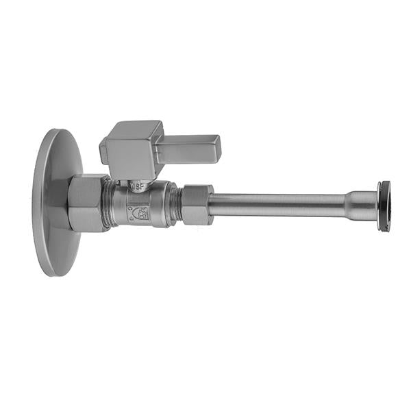 Jaclo - Quarter Turn Straight Pattern 5/8 Inch O.D. Compression (Fits 1/2 Inch Copper) x 3/8 Inch O.D. Toilet Supply Kit with Square Lever Handle, 20 Inch Supply Tube, Escutcheon