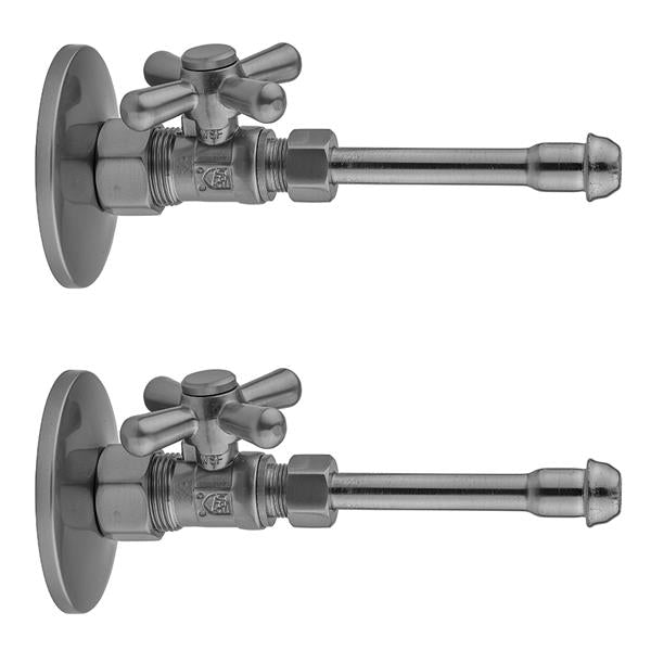 Jaclo - Quarter Turn Straight Pattern 5/8 Inch O.D. Compression (Fits 1/2 Inch Copper) x 3/8 Inch O.D. Faucet Supply Kit with Standard Cross Handle, 20 Inch Supply Tubes, Escutcheons
