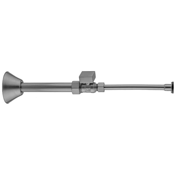 Jaclo - Quarter Turn Straight Pattern 5/8 Inch O.D. Compression (Fits 1/2 Inch Copper) x 3/8 Inch O.D. Toilet Supply Kit Square Handle, 20 Inch Supply Tube, Cover Tube, Escutcheon