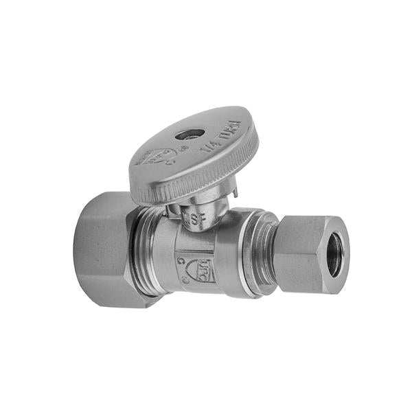 Jaclo - Quarter Turn Straight Pattern 5/8 Inch O.D. Compression (Fits 1/2 Inch Copper) x 1/2 Inch O.D. Supply Valve with Oval Handle