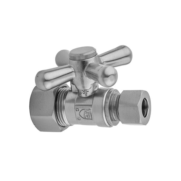 Jaclo - Quarter Turn Straight Pattern 5/8 Inch O.D. Compression (Fits 1/2 Inch Copper) x 1/2 Inch O.D. Supply Valve with Standard Cross Handle
