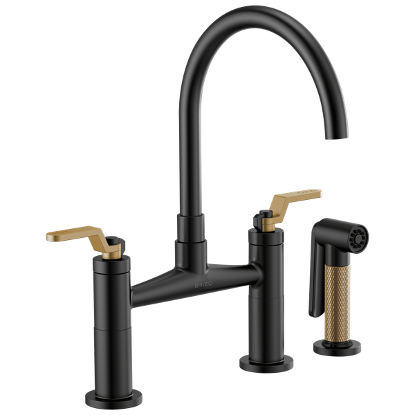 Brizo - Litze Bridge Faucet with Arc Spout and Industrial Handle
