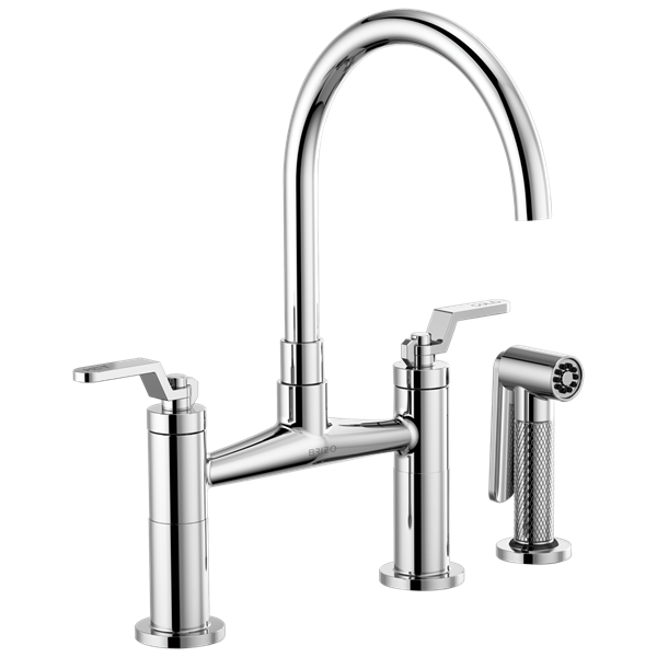 Brizo - Litze Bridge Faucet with Arc Spout and Industrial Handle