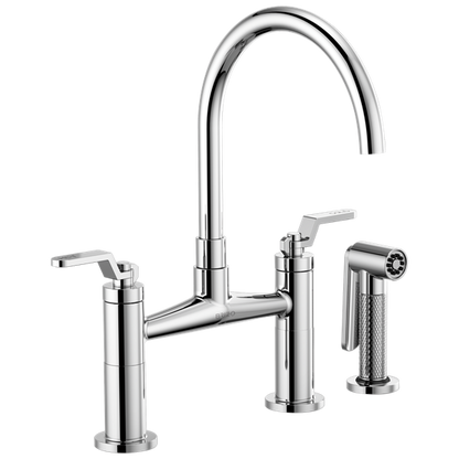 Brizo - Litze Bridge Faucet with Arc Spout and Industrial Handle