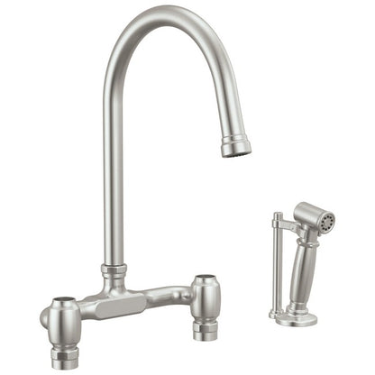 Brizo - Faircroft Deck Mount Bridge Faucet with Arc Spout and Side Sprayer - Less Handles
