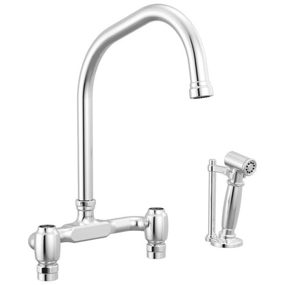 Brizo - Faircroft Deck Mount Bridge Faucet with Angled Spout and Side Sprayer - Less Handles