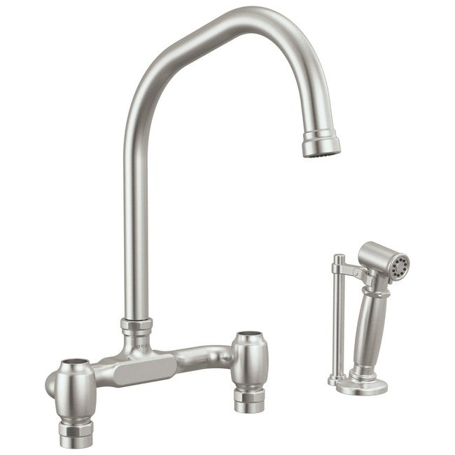Brizo - Faircroft Deck Mount Bridge Faucet with Angled Spout and Side Sprayer - Less Handles