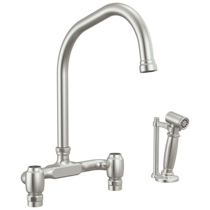 Brizo - Faircroft Deck Mount Bridge Faucet with Angled Spout and Side Sprayer - Less Handles