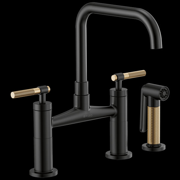Brizo - Litze Bridge Faucet with Square Spout and Knurled Handle