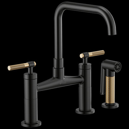 Brizo - Litze Bridge Faucet with Square Spout and Knurled Handle