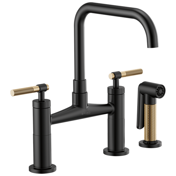Brizo - Litze Bridge Faucet with Square Spout and Knurled Handle